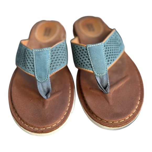 Johnston & Murphy Prescott Thong Sandals Size 10 Stone Blue Leather Thong Sandal - Picture 3 of 13